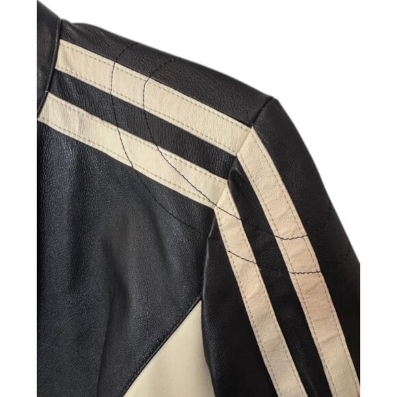 Colori black/white biker leather jacket size M - Picture 2 of 7